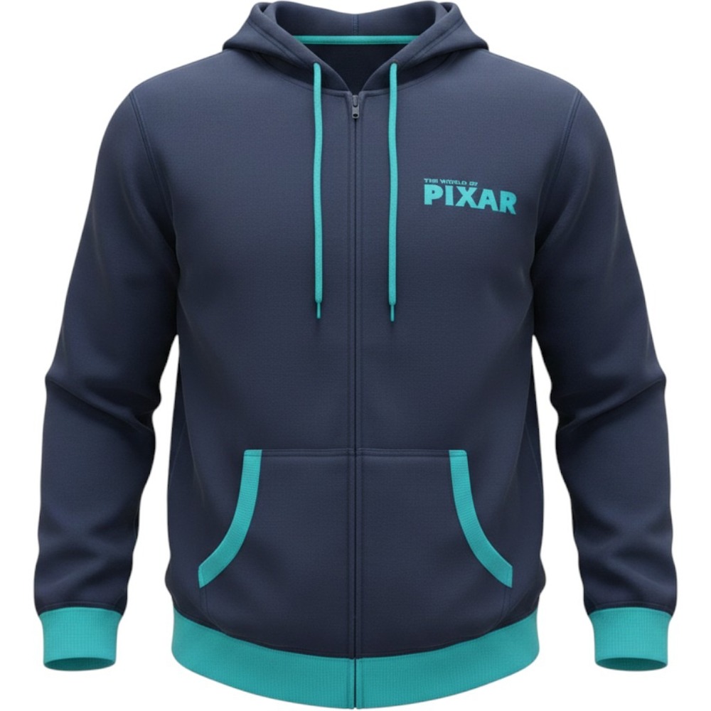 Disney Parks The World of Pixar Full Zip Hoodie Navy Blue Teal Kids Size M Luxo